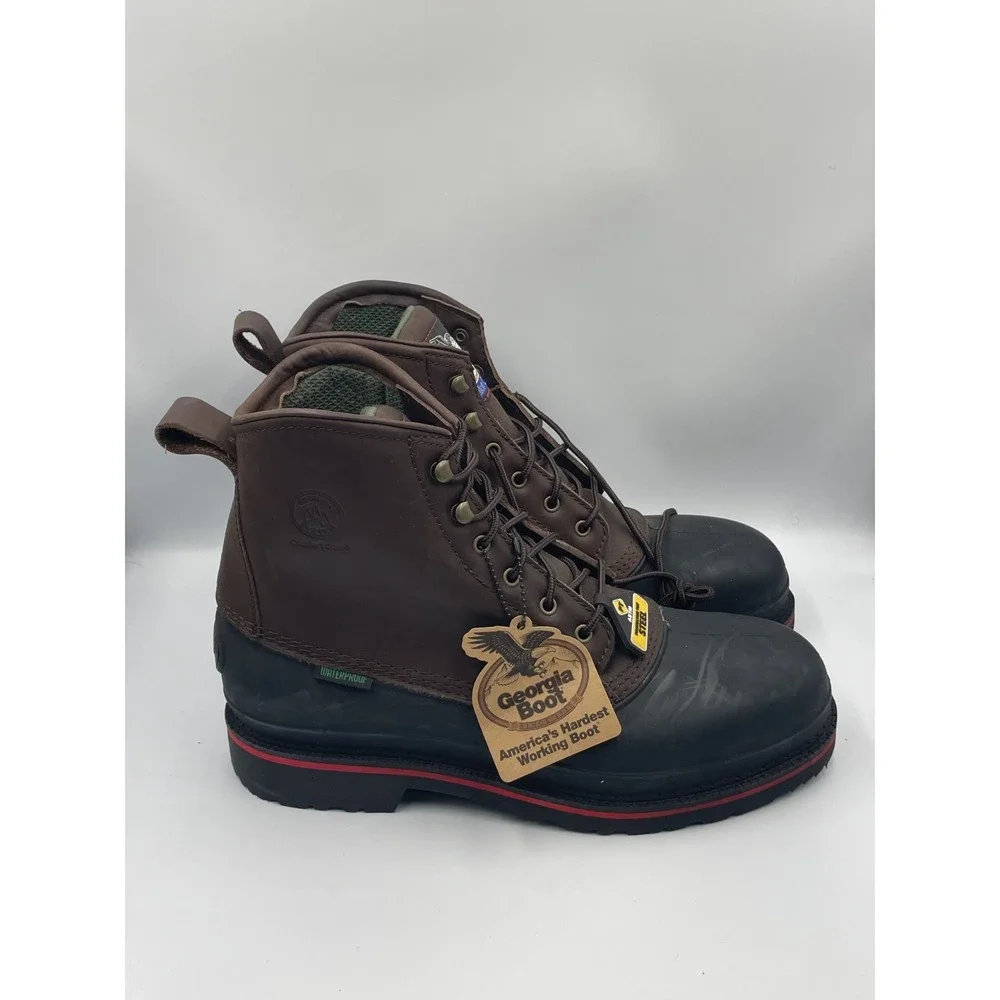 Georgia Muddog G6633 Mens US 14W Brown Waterproof EH Steel Toe Safety Work Boots